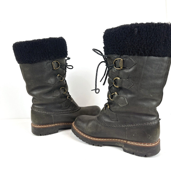 Sorell Womens Leather Faux Fur Lined Tall Boots Size 8 Wool Pull-On Warm Winter - Picture 7 of 12